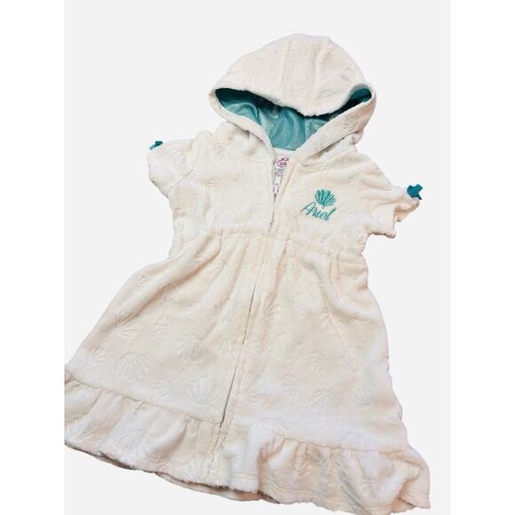 Disney Other - Girls Disney Ariel White Sz 12 Mo White Terry Cloth Swim Suit Cover Up Romper